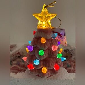 Mr. Christmas Set of 5 Pink Ceramic Light Up Tree Ornaments Tested Working New